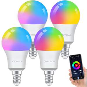 Lampadina LED Intelligente Antela E14 7W RGB Cambio Colore Controllo App Wi-Fi Dimmerabile A19 Luce da Soffitto in Plastica - Product Image 1