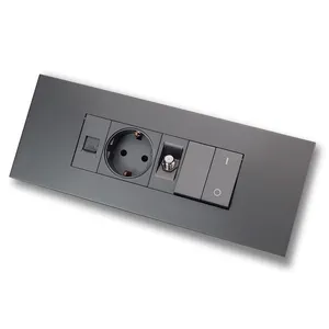 Fire Resistance PC Plastic 5 Pin Sockets And Motion Sensor Control Light Switches 6 Gang 3 Way Wall Electrical Power Switch