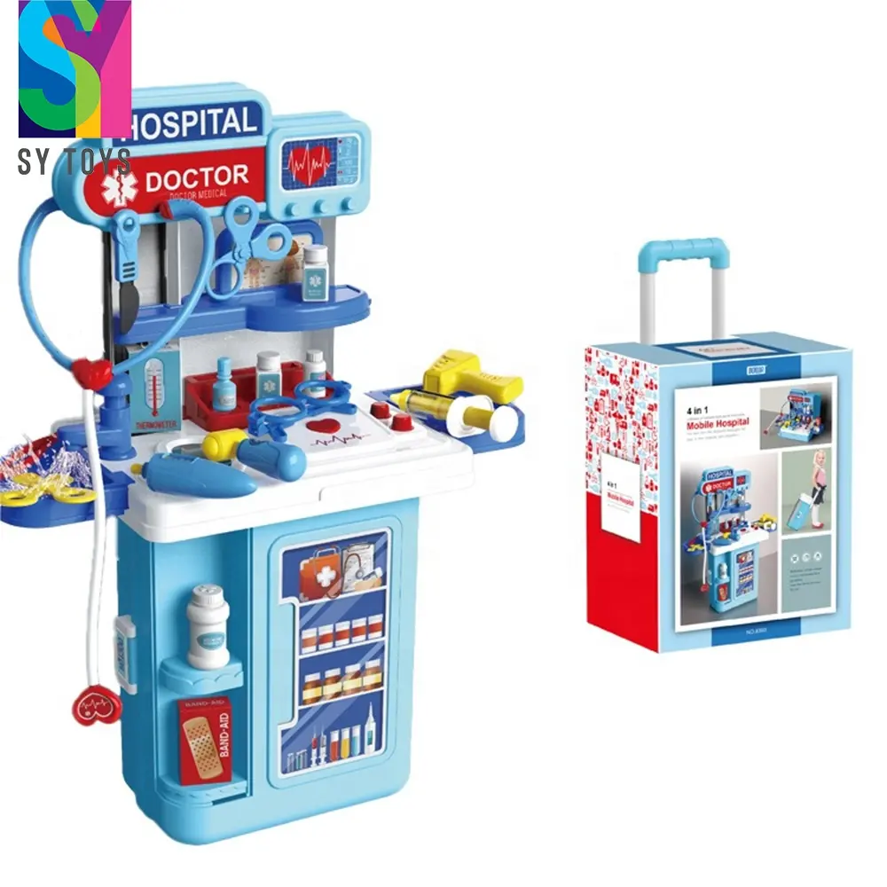 Sy Kid 'S Educatief Trekstang Diy Pretend Play Speelgoed Operationele Ziekenhuis Tafel 4 In 1 Koffer Arts Set Speelgoed