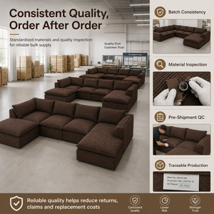 Canapé modulaire en forme de U, emballé sous vide, avec double chaise longue, ensemble confortable en tissu pour salon - Product Image 4