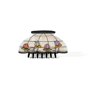 Vintage <b>Stained</b> <b>Glass</b> <b>Lamp</b> Hair Claw Resin Handmade Flowers Daily Use - Product Image 1