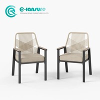 Meubles de patio contemporains chaise de salle à manger à cadre en aluminium chaise simple en corde tissée chaise de jardin tous temps pour la cour de la maison