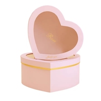 Boîte cadeau en carton rigide pour la Saint-Valentin, en forme de cœur rose, avec couvercle transparent, doublée d'éponge, recyclée, pour chocolats et fleurs