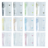 Carnet à anneaux A6 en PVC, 6 anneaux, avec fermeture à double bouton-pression, couverture transparente pour journal/agenda – Vente en gros
