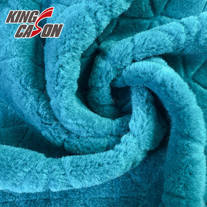 Tissu <span class=keywords><strong>en</strong></span> <span class=keywords><strong>fausse</strong></span> <span class=keywords><strong>fourrure</strong></span> jacquard 100 % polyester bleu à carreaux, brossé d'un côté, recyclé, anti-plis, pour couverture, directement de l'usine Kingcason - Product Image 3