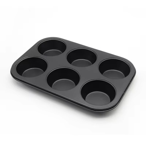 Molde Metálico Antiadherente para Hornear Brownies y Muffins de 6 Tazas con Molde de Silicona para Pastel y Cupcakes, Bandeja de Acero al Carbono para Hornear - Product Image 1