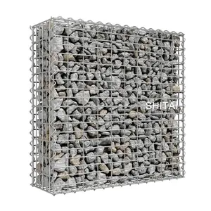 Batu keranjang gabion galvanis celup Panas 1x1x2m pemasok kotak gabion las