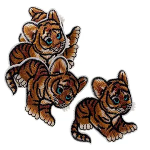 Little Sleepy Tiger Sewing Accessories Clothing Applique Cute Animal Embroidered Patches Custom Iron on Embroidery Patches