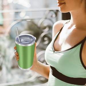 <b>Stainless</b> <b>Steel</b> <b>Tumbler</b> 20oz Vacuum Insulated With Lid Straw Reusable Portable Travel Cup For Outdoor Office Home Use - Product Image 4