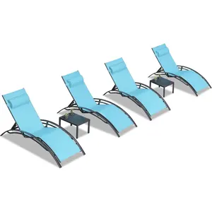 PURPLE LEAF Ensemble de chaises longues pour patio avec 2 tables <span class=keywords><strong>d</strong></span>'appoint Chaises inclinables réglables pour <span class=keywords><strong>piscine</strong></span> extérieure au bord de la <span class=keywords><strong>piscine</strong></span> - Product Image 1
