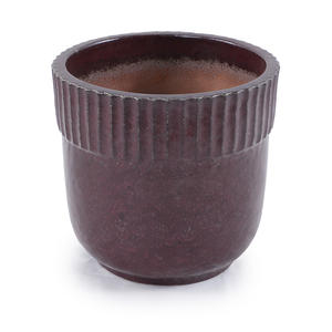 Ensemble de pots à fleurs en céramique bordeaux foncé brillant de style américain, bord côtelé, écologique, durable, pour l'intérieur, l'extérieur, le jardin, la terrasse - Product Image 5