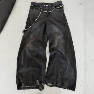 DiZNEW Hochwertige neue moderne Mode Jeans Hosen für Männer Baggy Black Custom Jeans mit Ketten - Product Image 3