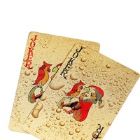 Kartu Poker Kustom Fan Shu dalam Kotak Kayu dengan Foil Emas Warna Gold PET