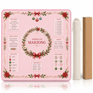 Tapis de Mahjong Américain Floral Rose Antidérapant pour Noël, Couverture de Table Anti-Bruit avec Guide des Règles pour Jeux de Cartes - Product Image 5