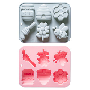 Moldes de Silicona Antiadherentes con Diseño de Abeja y Flor, Reutilizables, de Grado Alimenticio, Lindos Moldes Magnéticos de Silicona para Chocolate, Dulces y Hielo - Product Image 1