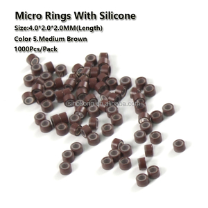 Vente en gros de perles <span class=keywords><strong>pour</strong></span> extensions de <span class=keywords><strong>cheveux</strong></span>, 4.0x2.0x3.0mm, anneaux doublés de silicone, micro link - Product Image 3