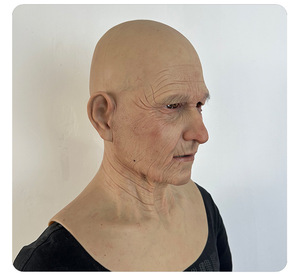 Bald Arthur-realistic Human Skin Texture Full-head Silicone Role-playing Simulation Mask <b>Makeup</b> Prop - Product Image 5