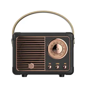 Vintage pequeno multimídia, mini alto-falante retro bt com rádio fm