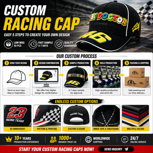 Cappellino da Baseball Premium in Cotone Stile Streetwear, Cappello da <span class=keywords><strong>Corsa</strong></span> Personalizzato, Cappello Snapback con Ricamo 3D, Cappello per Team Motorsport, Fornitore all'Ingrosso - Product Image 2