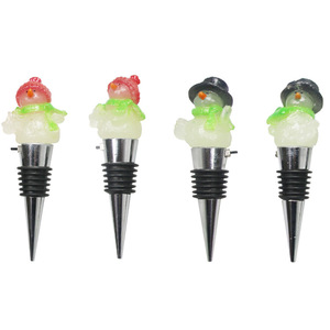 Christmas Wine Stoppers Resin Silicone Bottle Seals Snowman Santa Design Holiday Decorative Gift Set - Product Image 5