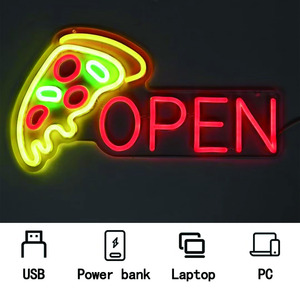 Pizza neon LED hanging open <b>sign</b> luminous shop signboard indicator ambient light transparent acrylic board luminous letters - Product Image 1