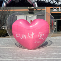 Cœurs gonflables décoratifs géants en peluche, cœur rose gonflable, ballon publicitaire en forme de cœur pour événement