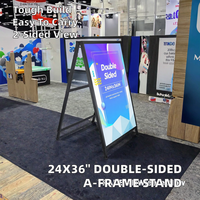 Stand Poster Portabel Berdiri Sendiri Model A-Frame Ukuran 24 X 36 Inci, Logam Galvanis Panas, Dapat Dilipat, Display Dua Sisi untuk Luar Ruangan