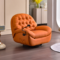 Sofá reclinable multifunción giratorio de cuero sintético para dormitorio y sala de estar de lujo moderno