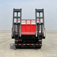 Promotion : Camion plateau basse Nanjun 4x2, 6 tonnes, pour transport d'excavatrices miniatures, avec plateforme hydraulique dépliable pour machines