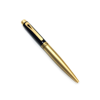 NM-012 Bolígrafo de Metal de Alta Gama Estilo Oriental Dorado Mate con Logotipo 3D en la Parte Superior, Tinta Negra/Azul, Impresión UV, 140 mm