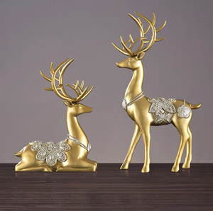 Đồ Thủ Công Trang Trí Nhà Cửa Bằng Nhựa <span class=keywords><strong>Resin</strong></span> Hình Hươu Sơn Vàng Trưng Bày Hươu Sang Trọng Để Trang Trí - Product Image 2