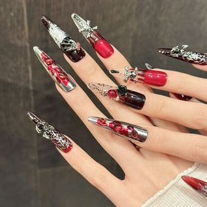 <span class=keywords><strong>Uñas</strong></span> Postizas <span class=keywords><strong>de</strong></span> Cobertura Completa <span class=keywords><strong>con</strong></span> Diseño <span class=keywords><strong>de</strong></span> Esqueleto <span class=keywords><strong>de</strong></span> Sangre, <span class=keywords><strong>Rosa</strong></span> Negra, Estilo Oscuro, Calavera Roja y Negra, Degradado <span class=keywords><strong>de</strong></span> <span class=keywords><strong>Rosa</strong></span> y Grietas, Acrílico, <span class=keywords><strong>con</strong></span> Pegamento - Product Image 3