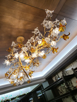 Lustre branche avec verre de fleur artistique pour salle à manger salon et îlot de cuisine