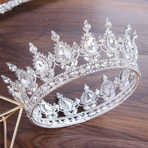Corona <span class=keywords><strong>de</strong></span> Cristal Redonda Completa Chapada en Oro con Diamantes <span class=keywords><strong>de</strong></span> Imitación AB en Forma <span class=keywords><strong>de</strong></span> Lágrima para Mujer, Tiara para Boda, Aniversario, Concurso, Baile <span class=keywords><strong>de</strong></span> Graduación - Product Image 6