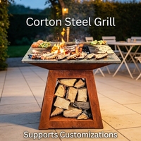 Barbecue-gril extérieur multifonctionnel en acier Corten sur mesure, résistant à la rouille, pour jardin et cour arrière, vente en gros