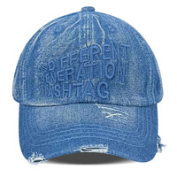 Gorra deportiva con logotipo personalizable, sin estructura, lavada, estilo béisbol, de mezclilla, tipo 'Dad Hat', con efecto desgastado