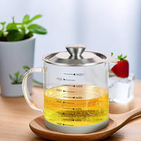 Pot Penyimpanan Minyak Kaca Anti Debu Berkapasitas Besar dengan Filter Jaring Halus Borosilikat Tinggi untuk Memasak dengan Tutup Stainless Steel