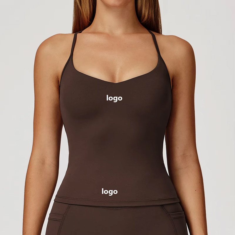 Custom Seamless Workout Tank Yoga Tops Vest Gym Fitness Clothing Sports Wear for Women Double X-line Cross Beauty Back Yoga Vest