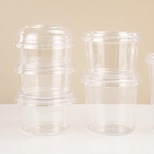 12 16 24 OZ Disposable Clear PET Plastic Cup Bowl With Lid Food Container For Fresh Fruit Salad Packaging Deli Container