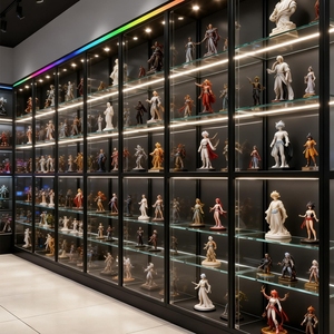 Vitrine d'exposition en verre trempé personnalisée avec logo et éclairage LED couleur pour présentoir de produits de tabac - Product Image 1