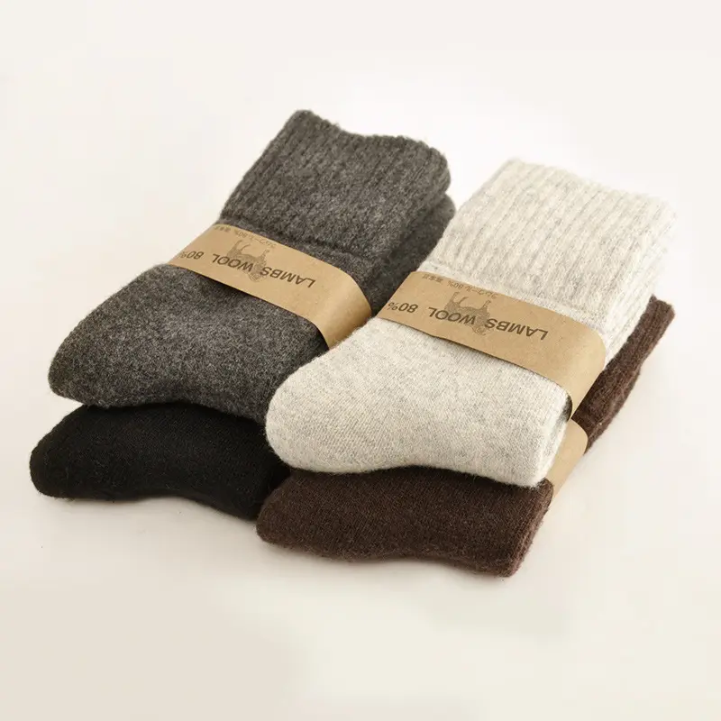 Chaussettes en laine épaisse pour hommes, douces, chaudes et confortables, décontractées, en tricot, pour l'hiver