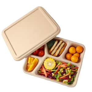 High-quality Sugarcane Bagasse Pulp Food <b>Trays</b> 100% Biodegradable Disposable Eco-friendly Party Tableware Set - Product Image 1