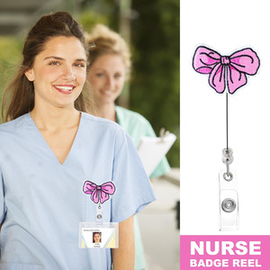 Porte-clés en tissu avec attache transparente anti-perte pour badge nominatif et carte d'identité, avec boucle à tirer facile et nœud en feutre, en gros, en stock - Product Image 4