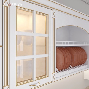 Sofeyia Armoires de cuisine modulaires classiques en bois de chêne blanc Rangement à tirette prêt à assembler avec robinet et charnière Accessoires - Product Image 6