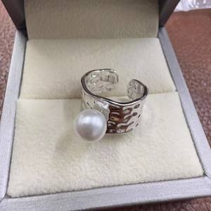 Soporte para Accesorios de Perlas DIY, Precioso Anillo de Plata S925 con Cuentas Redondas de 10-12 mm, Tamaño 6 mm y 8 mm, Fornituras de Plata, Modelo 10646 - Product Image 2