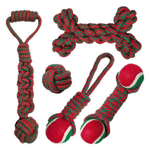 Noel sıcak satış çevre dostu köpek interaktif pamuk halat oyuncak eğitim oyuncak düğüm oyuncak köpek çiğneme oyuncakları diş temizleme için - Product Image 1
