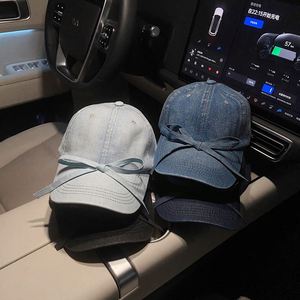 Strap Bow Decoration Korean Style Washed Denim Sporty Vintage Image <b>Baseball</b> <b>Cap</b> for Children Adjustable - Product Image 3