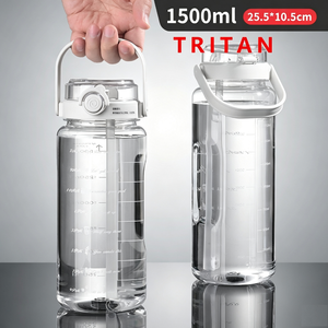 Botella de Agua Deportiva Tritan de Doble Uso Personalizada de 1500 ml con Pajita, Libre de BPA, Gran Capacidad, a Prueba de Fugas, para Ejercicio, Viajes y Gimnasio - Product Image 3