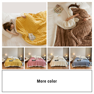 Coperta in pile di alta qualità in poliestere, a doppio strato, spessa, tinta unita, in sherpa e flanella effetto visone - Product Image 2