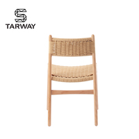 Chaise de salle à manger en rotin avec cadre en bois massif et assise en corde de papier tressée, idéale pour les hôtels, les banquets, les restaurants et les cafés – Vente en gros à prix réduit